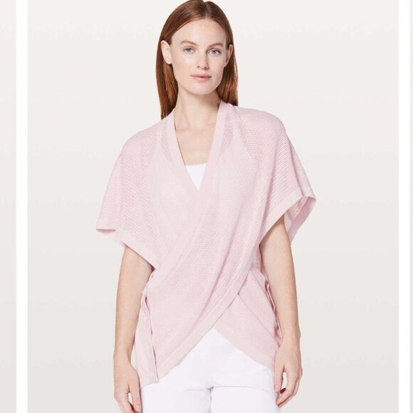 Lululemon Long Weekend Wrap Cotton Sweater Pink One Size - Picture 1 of 7